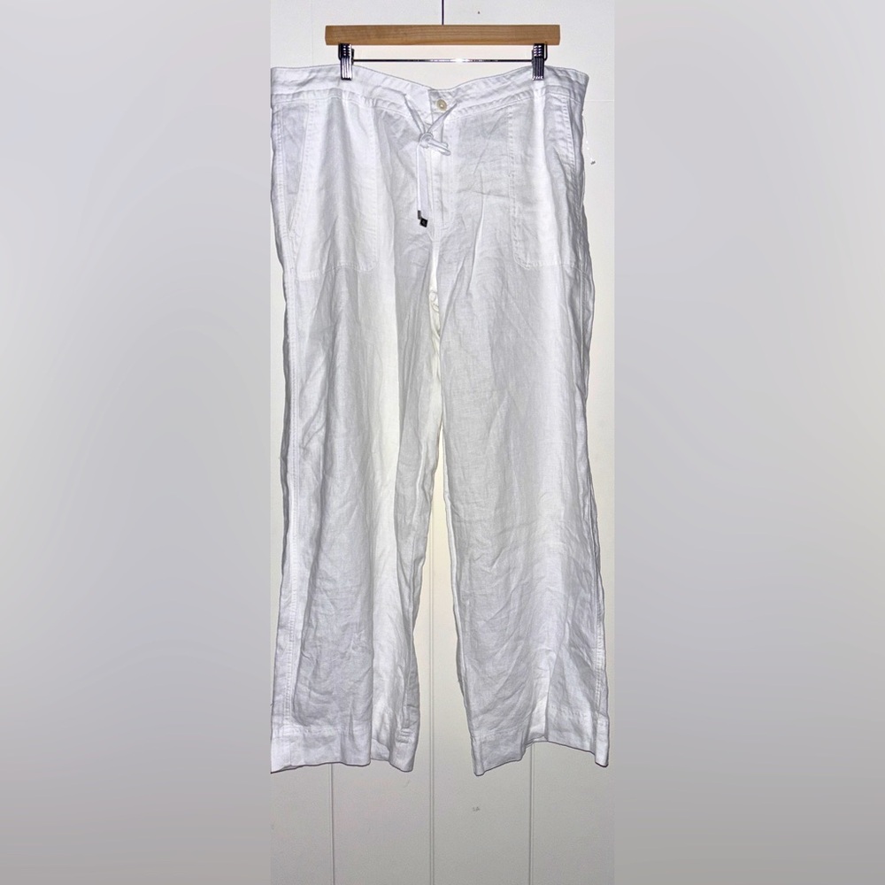 Lauren Ralph Lauren Jovonie‎ Linen Wide Leg Pull On Pants Women 16 Summer Beach